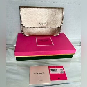 Kate Spade “Make it Mine” Pouch, Metallic Rose Gold, with Box and Tag